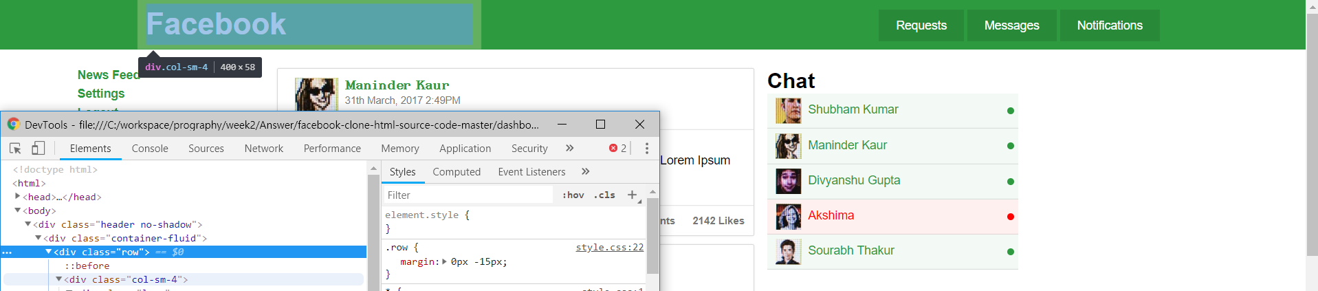 18-09-16-facebook-clone-dashboard-col-sm-4
