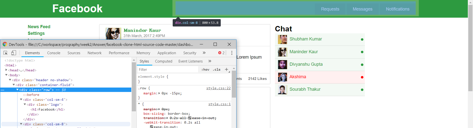 18-09-16-facebook-clone-dashboard-col-sm-8